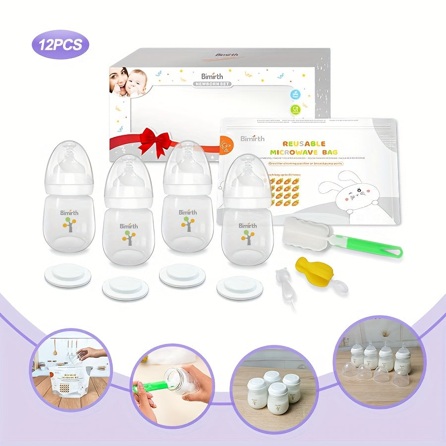 Bimirth S1016 Wide Mouth Youngsters Bottles, 12pcs Set in White - Includes Feeding & Milk Storage Accessories, Ideal Youngsters Gift Package