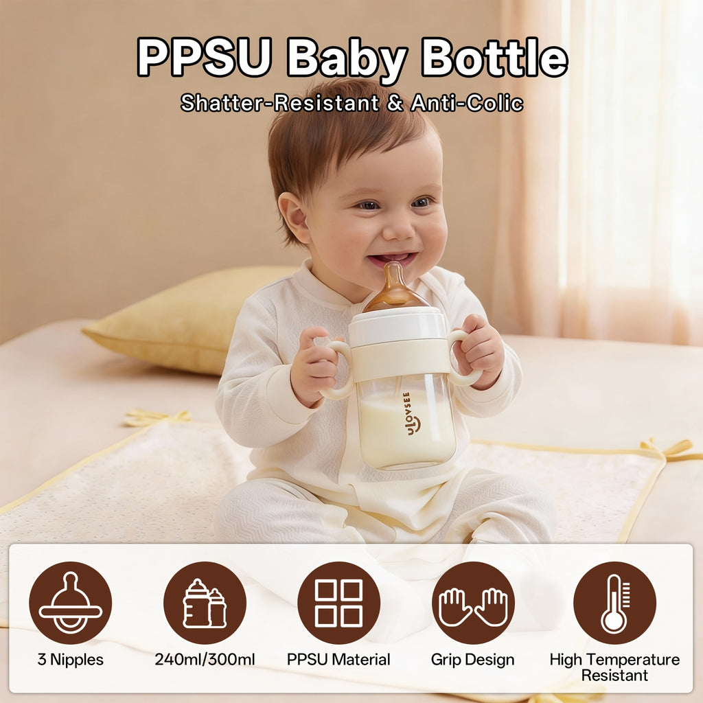 3 in 1 Wide Neck PPSU Baby Bottle with Duckbill Spout for Children Aged 6 Months to 3 Years, Ideal for Versatile Feeding And Drinking