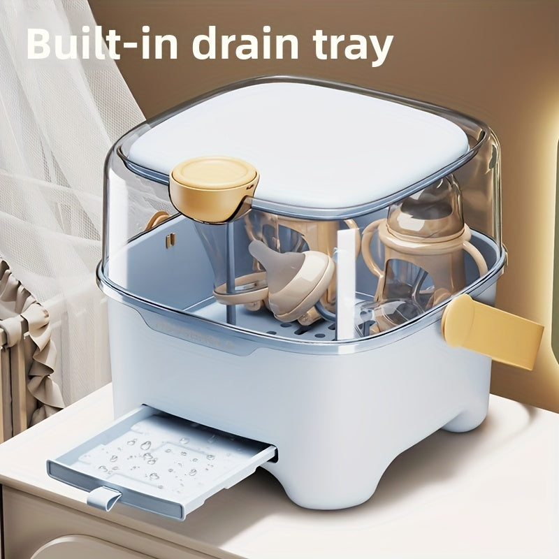 A New Upgraded and Thickened Portable Bottle Storage Box with a Lid, a Utensil and Dish Drying Rack, and a Complementary Food Storage Box