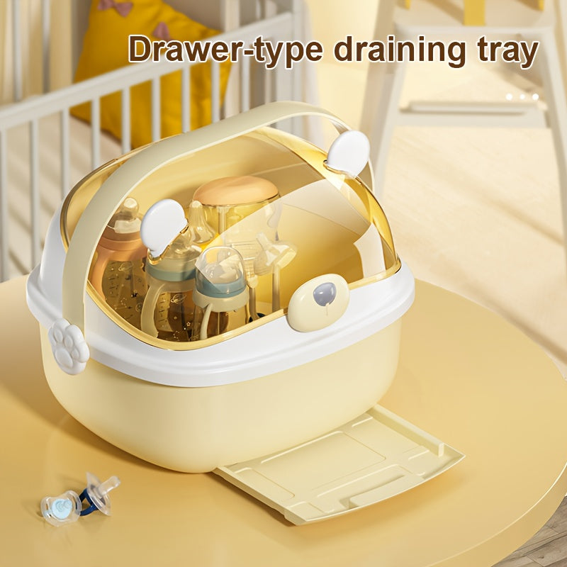 Bottle Drying Rack, Household Cup with Dust-proof Lid and Stand, Cup and Utensil Drying Storage Box, Kitchen Storage for Bottles and Miscellaneous Items