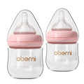Oberni Anti-Colic 4oz\u002F 120ml BPA Free Glass Baby Bottles, 0+ Months, Slow Flow Breast-Like Nipple, Designed For Seamless Transition Between Bottle & Breast, Blue\u002FGreen\u002FPink, Pack Of 2\u002F3