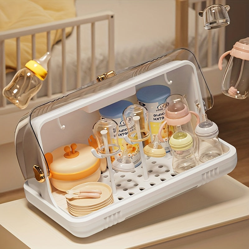 Baby Bottle Drainer Rack, Drying And Dustproof Storage Rack, Tableware Storage Box Rack, Baby Bottle Box with Lid, Baby Water Cup