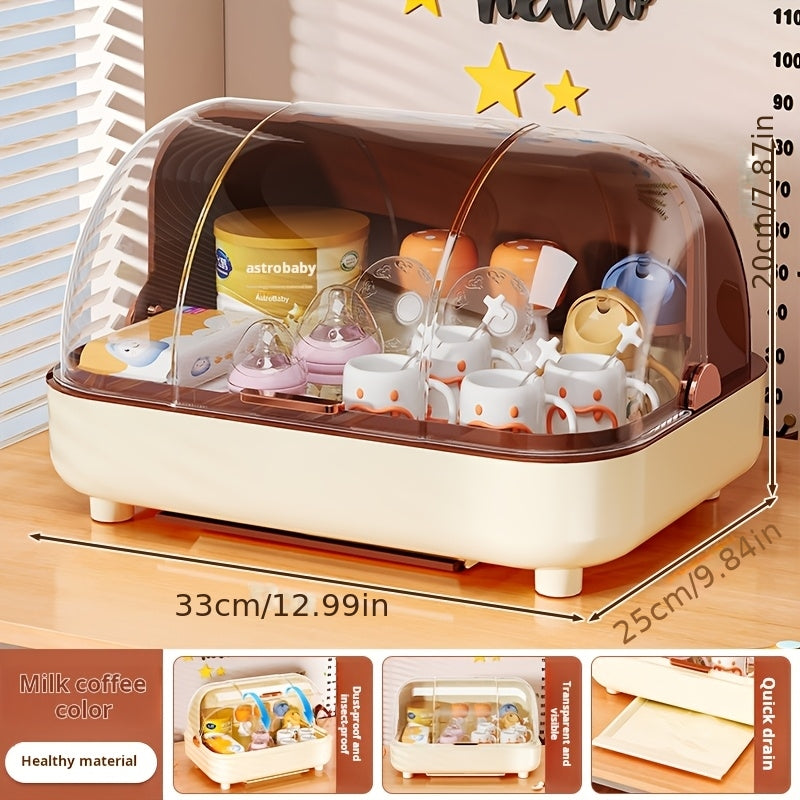 1pc Open-Style Storage Box, Cup Holder, Tea And Water Organizer, Dry-Wet Separation, Kitchen Storage Organizer, 2 Colors Optional