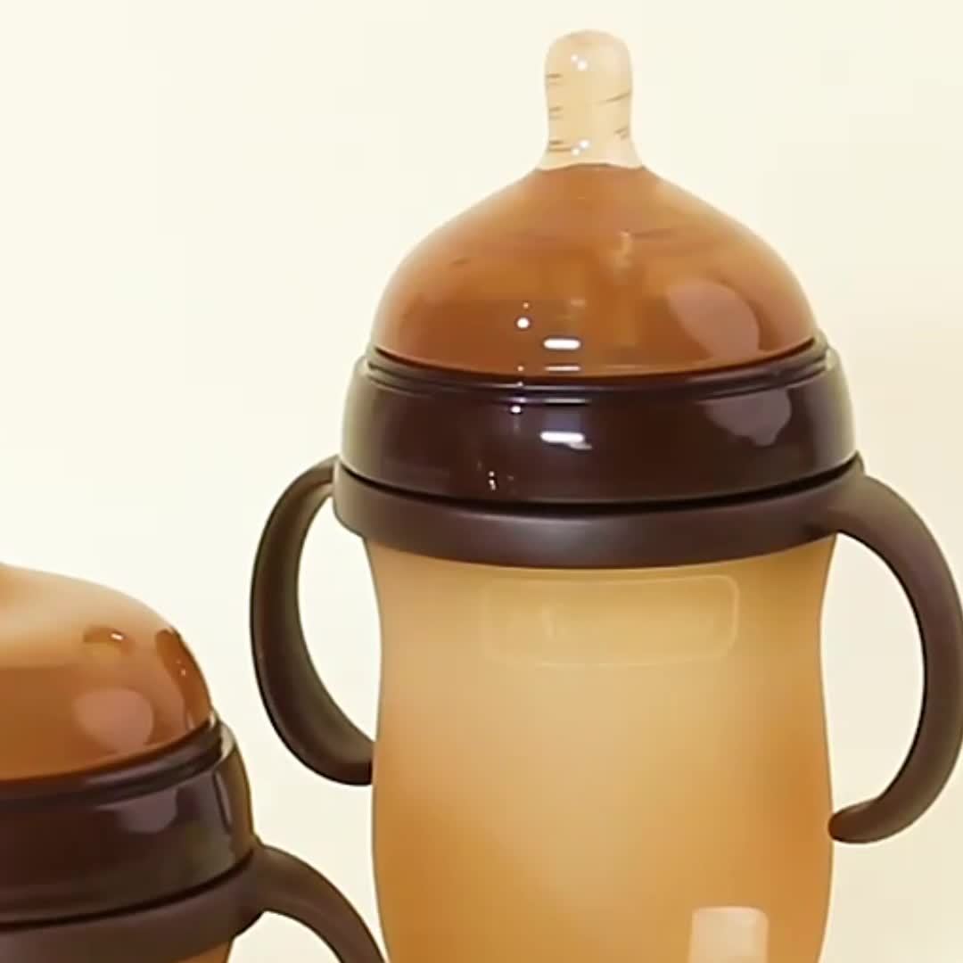 2pcs Baby Bottles Suitable for Newborns & - Food-Grade Silicone with -Collapsible Weighted Straw, Wide Mouth Nipple, -Leak inverted Design & Non-Spill Spout - Feeding Bottles, Ideal for Breastfeeding and Formula