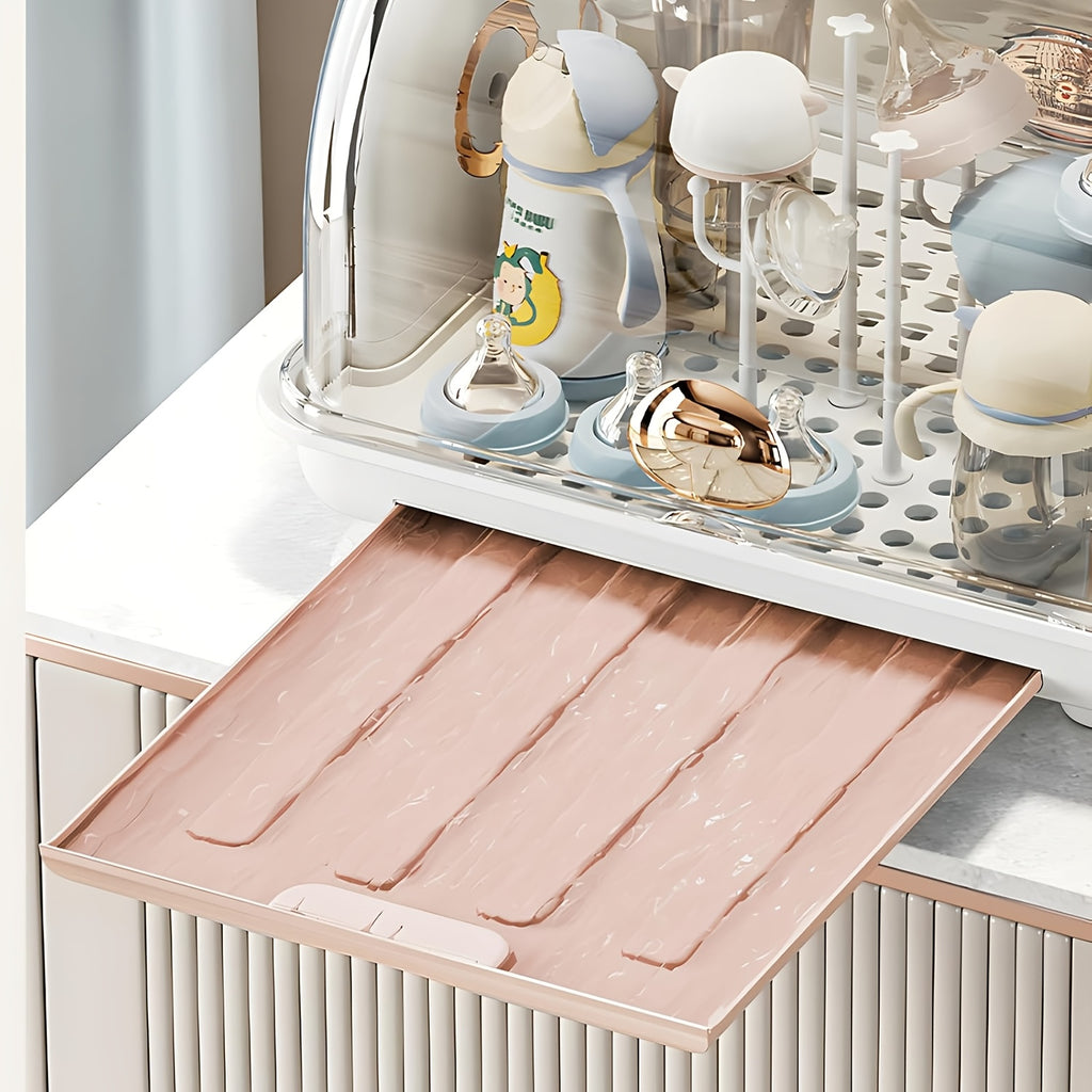 Bottle Drying Rack Storage, Nursing Bottle Storage Box Organizer with Cover, Portable Kitchen Cabinet Organizer, Durable Countertop Dryer