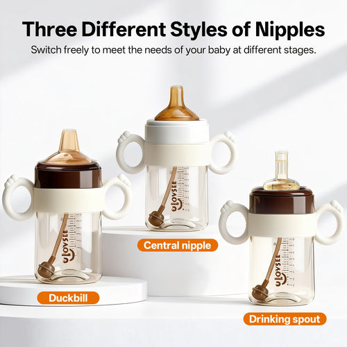 3 in 1 Wide Neck PPSU Baby Bottle with Duckbill Spout for Children Aged 6 Months to 3 Years, Ideal for Versatile Feeding And Drinking