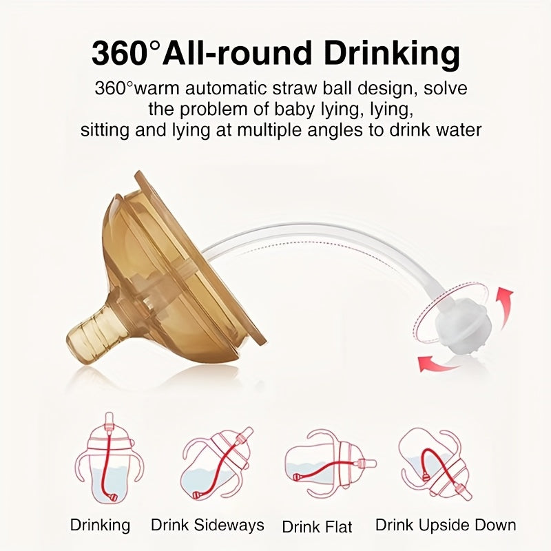 2pcs Baby Bottles Suitable for Newborns & - Food-Grade Silicone with -Collapsible Weighted Straw, Wide Mouth Nipple, -Leak inverted Design & Non-Spill Spout - Feeding Bottles, Ideal for Breastfeeding and Formula
