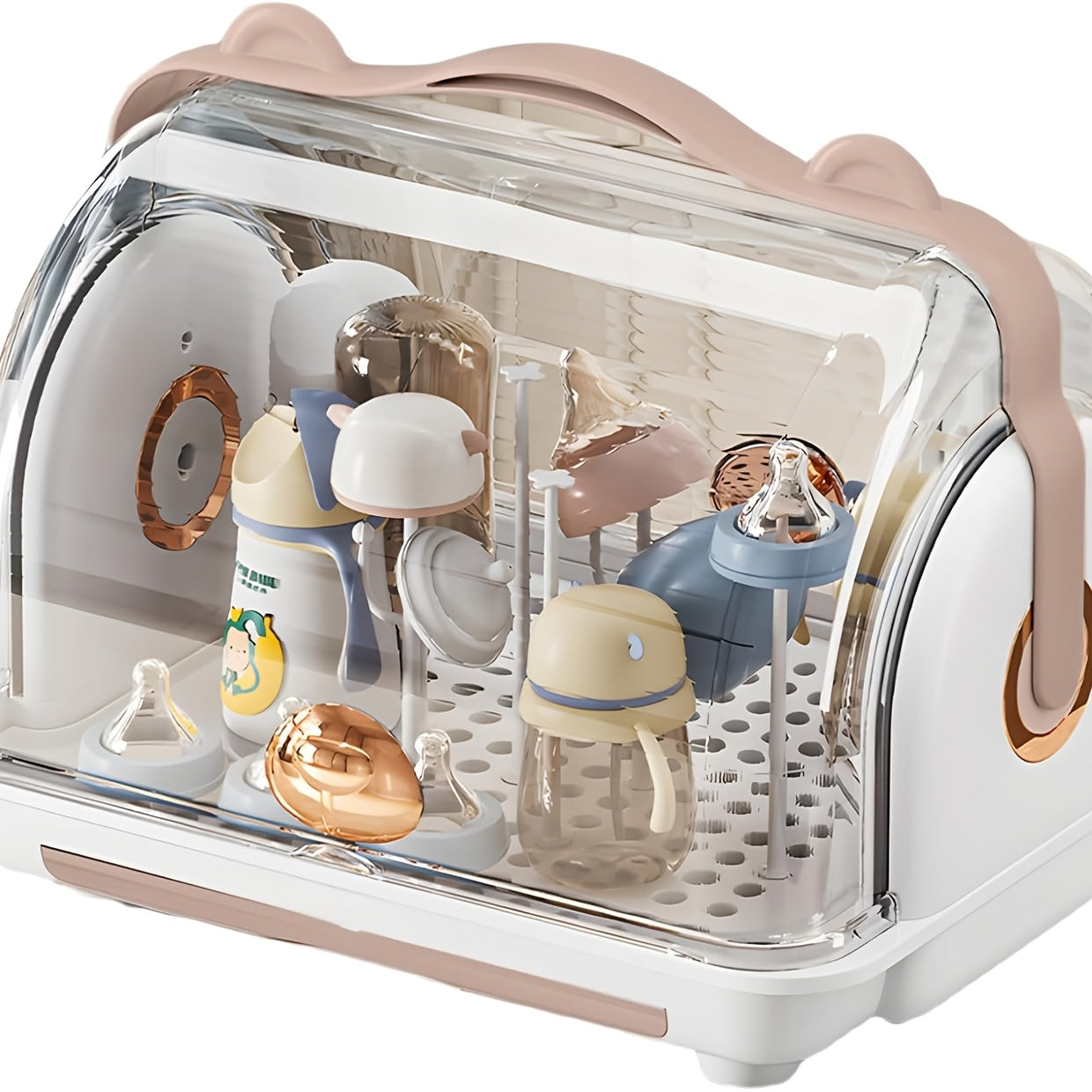 Bottle Drying Rack Storage, Nursing Bottle Storage Box Organizer with Cover, Portable Kitchen Cabinet Organizer, Durable Countertop Dryer