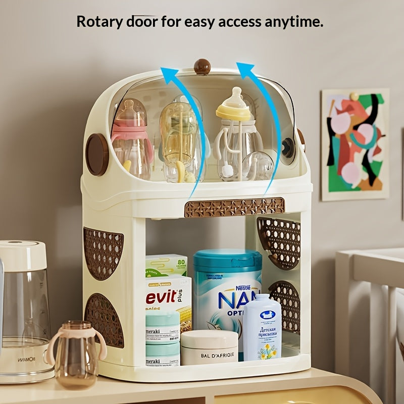 1pc Multi-Functional Bottle Drying Rack | Flip Cover, Dust-Proof, Large Capacity, PP Material, Includes Storage for Bottles and Formula