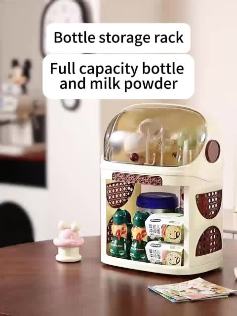 1pc Multi-Functional Bottle Drying Rack | Flip Cover, Dust-Proof, Large Capacity, PP Material, Includes Storage for Bottles and Formula