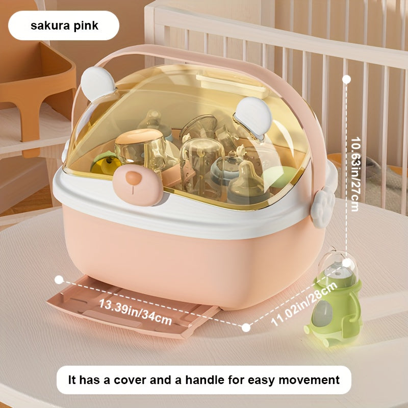 Bottle Drying Rack, Household Cup with Dust-proof Lid and Stand, Cup and Utensil Drying Storage Box, Kitchen Storage for Bottles and Miscellaneous Items