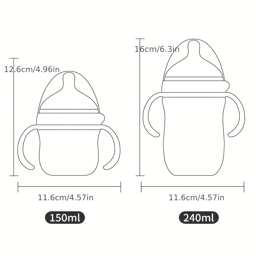 2pcs Baby Bottles Suitable for Newborns & - Food-Grade Silicone with -Collapsible Weighted Straw, Wide Mouth Nipple, -Leak inverted Design & Non-Spill Spout - Feeding Bottles, Ideal for Breastfeeding and Formula