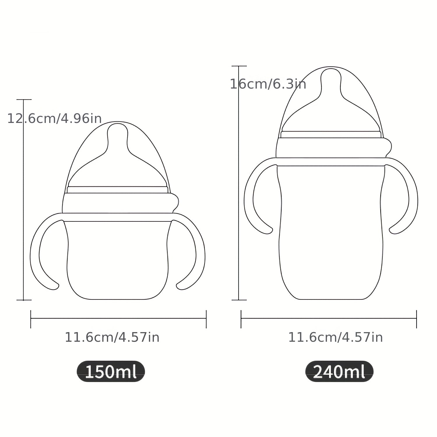 2pcs Baby Bottles Suitable for Newborns & - Food-Grade Silicone with -Collapsible Weighted Straw, Wide Mouth Nipple, -Leak inverted Design & Non-Spill Spout - Feeding Bottles, Ideal for Breastfeeding and Formula