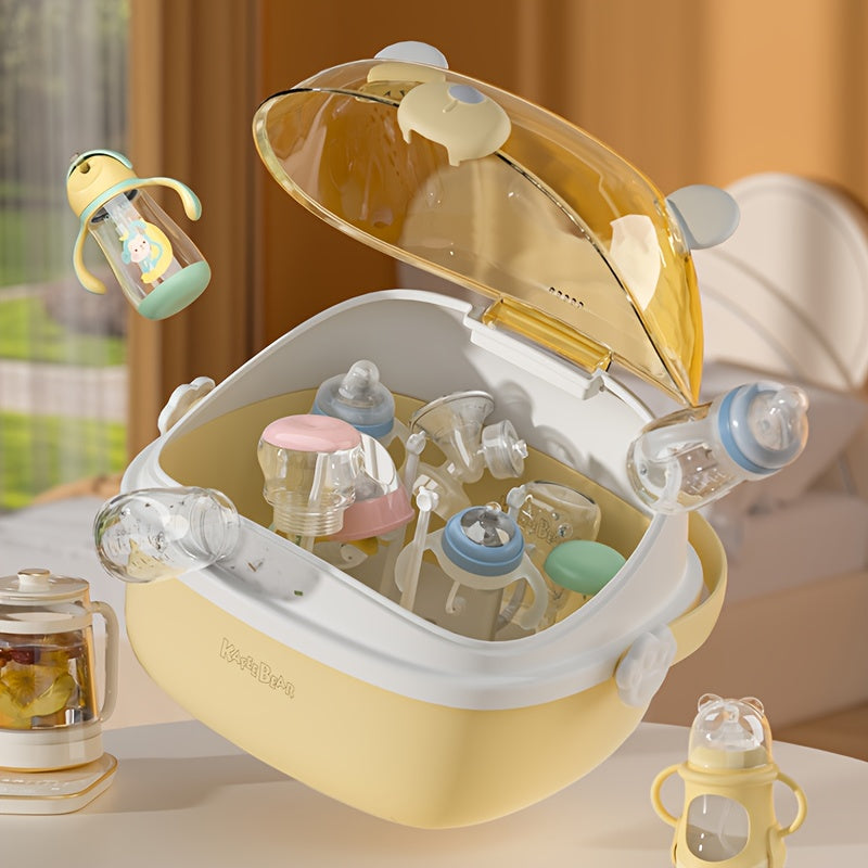Bottle Drying Rack, Household Cup with Dust-proof Lid and Stand, Cup and Utensil Drying Storage Box, Kitchen Storage for Bottles and Miscellaneous Items
