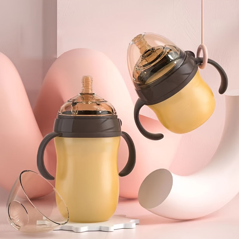 2pcs Baby Bottles Suitable for Newborns & - Food-Grade Silicone with -Collapsible Weighted Straw, Wide Mouth Nipple, -Leak inverted Design & Non-Spill Spout - Feeding Bottles, Ideal for Breastfeeding and Formula
