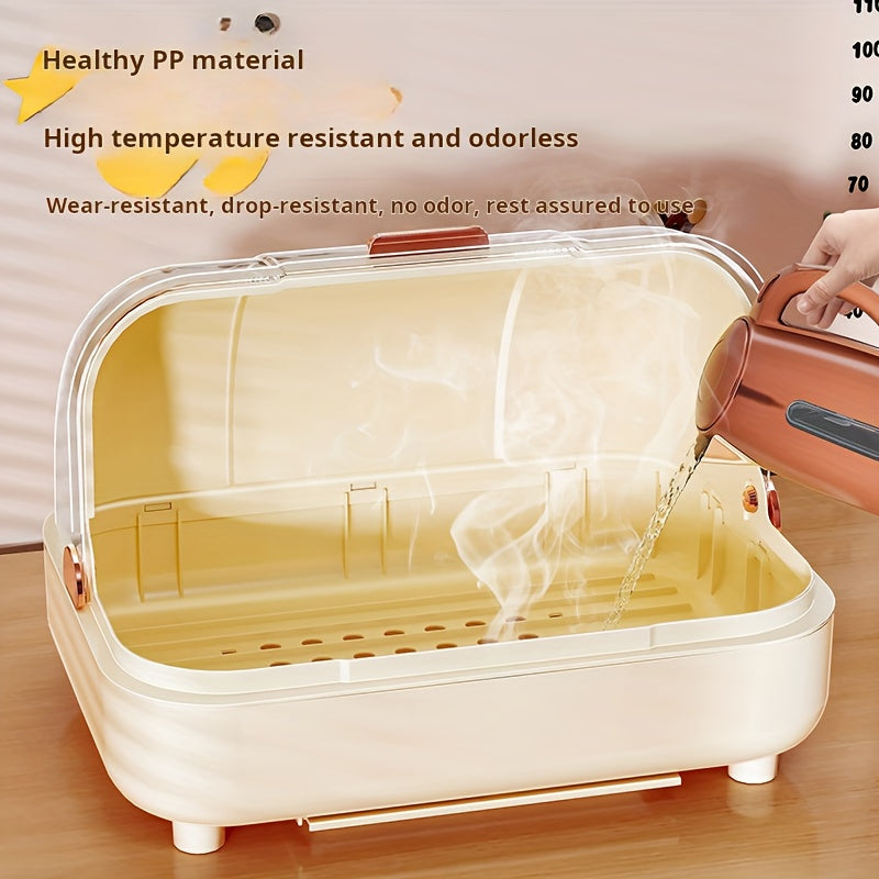 1pc Open-Style Storage Box, Cup Holder, Tea And Water Organizer, Dry-Wet Separation, Kitchen Storage Organizer, 2 Colors Optional