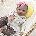 18-inch Realistic Vinyl Little Heart Print Top Meadow Handmade Open-Eyed Reborn Doll, Cloth Body Simulation Doll, Hand-Painted Hair, Companion Collectible Toy, Ideal Easter\u002F\u002FBirthday Gift Collection (Includes Random Pacifier, Bottle, and Diaper)