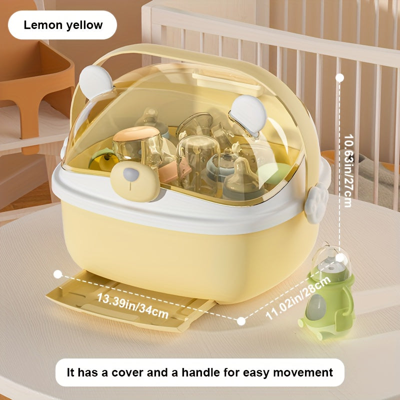 Bottle Drying Rack, Household Cup with Dust-proof Lid and Stand, Cup and Utensil Drying Storage Box, Kitchen Storage for Bottles and Miscellaneous Items