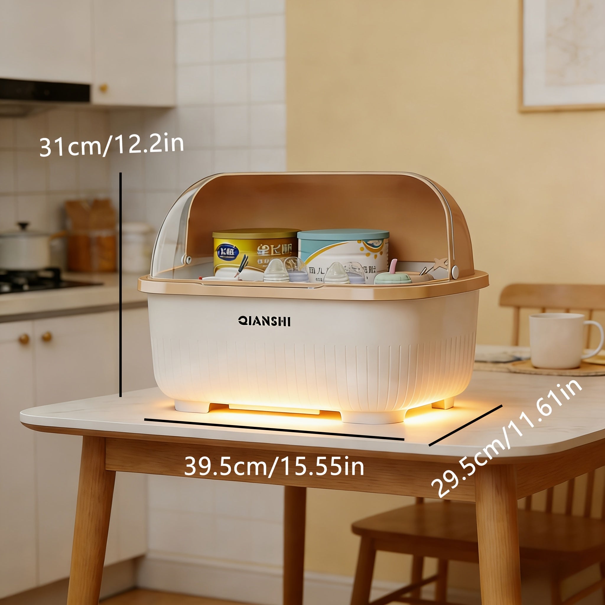 Baby Bottle Storage Box with Lid, Large Capacity Drainage Rack for Baby Feeding Supplies & Tableware