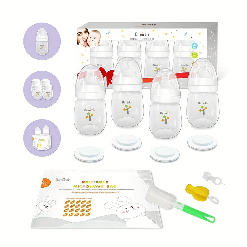 Bimirth S1016 Wide Mouth Youngsters Bottles, 12pcs Set in White - Includes Feeding & Milk Storage Accessories, Ideal Youngsters Gift Package