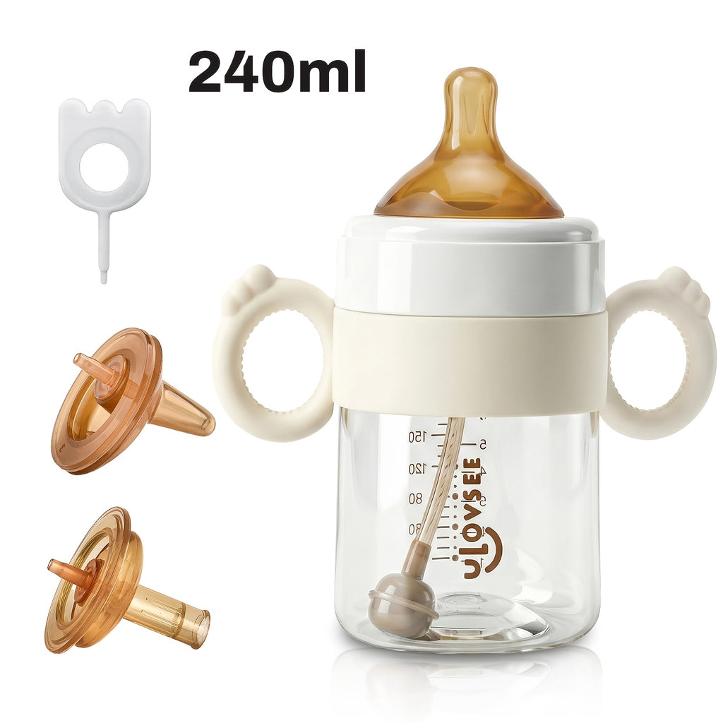 3 in 1 Wide Neck PPSU Baby Bottle with Duckbill Spout for Children Aged 6 Months to 3 Years, Ideal for Versatile Feeding And Drinking