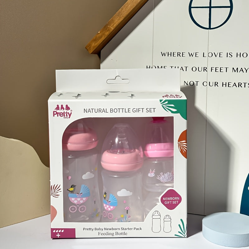 New Baby Bottle Set - Wide-Neck Bottle 4pcs Gift Set, High-End Baby And Mother Product, Anti-Fall And Anti-Colic