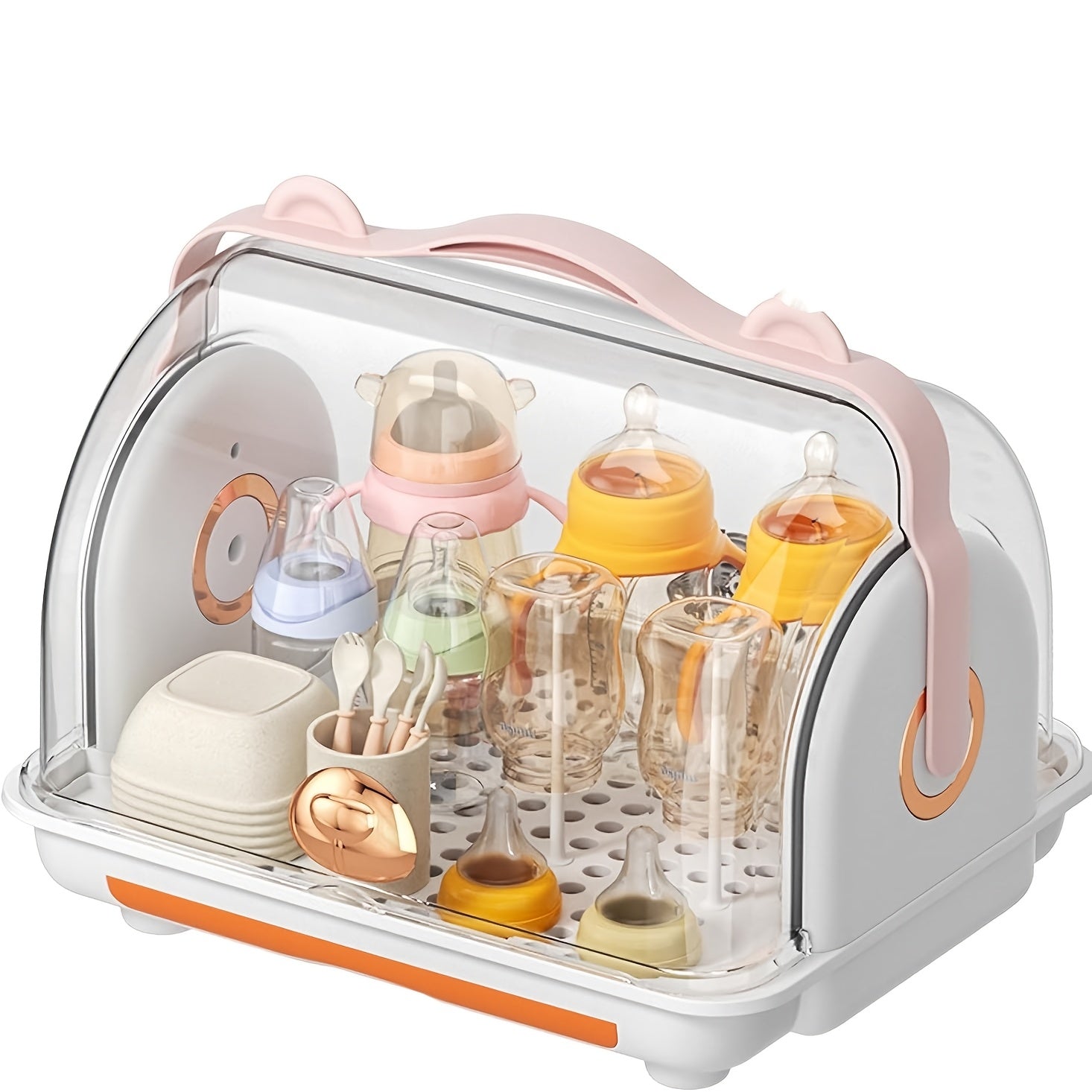 Bottle Drying Rack Storage, Nursing Bottle Storage Box Organizer with Cover, Portable Kitchen Cabinet Organizer, Durable Countertop Dryer