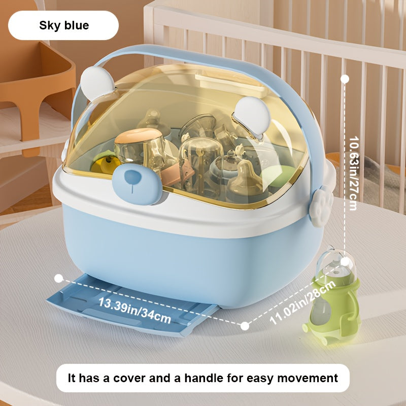 Bottle Drying Rack, Household Cup with Dust-proof Lid and Stand, Cup and Utensil Drying Storage Box, Kitchen Storage for Bottles and Miscellaneous Items