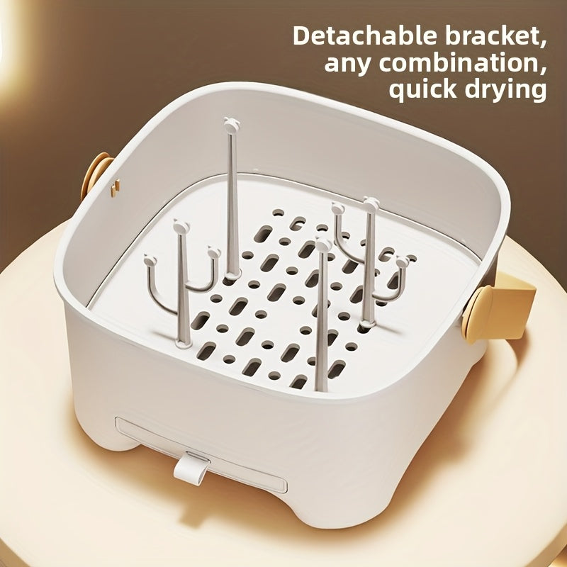 A New Upgraded and Thickened Portable Bottle Storage Box with a Lid, a Utensil and Dish Drying Rack, and a Complementary Food Storage Box