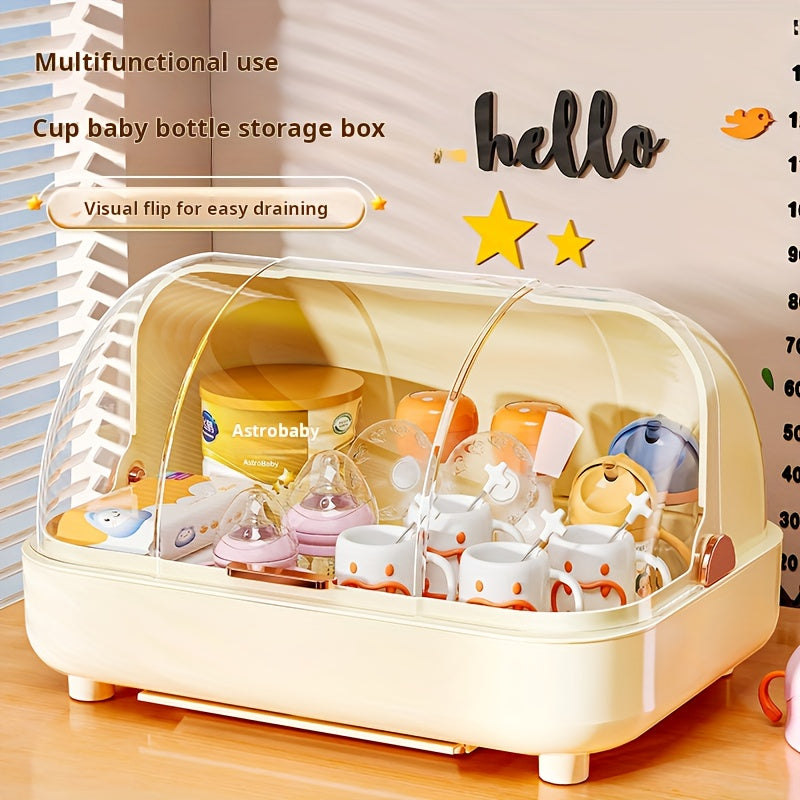 1pc Open-Style Storage Box, Cup Holder, Tea And Water Organizer, Dry-Wet Separation, Kitchen Storage Organizer, 2 Colors Optional