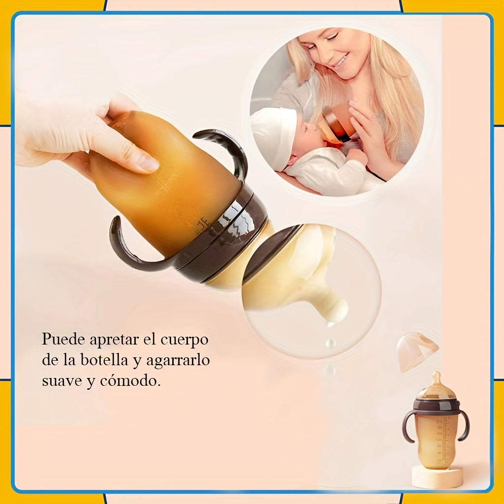 2pcs Baby Bottles Suitable for Newborns & - Food-Grade Silicone with -Collapsible Weighted Straw, Wide Mouth Nipple, -Leak inverted Design & Non-Spill Spout - Feeding Bottles, Ideal for Breastfeeding and Formula